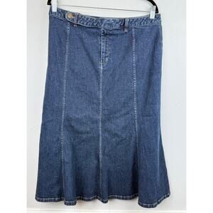 Lauren Jeans Co Ralph Lauren Denim A-Line Skirt Blue Size 14 Modest Midi